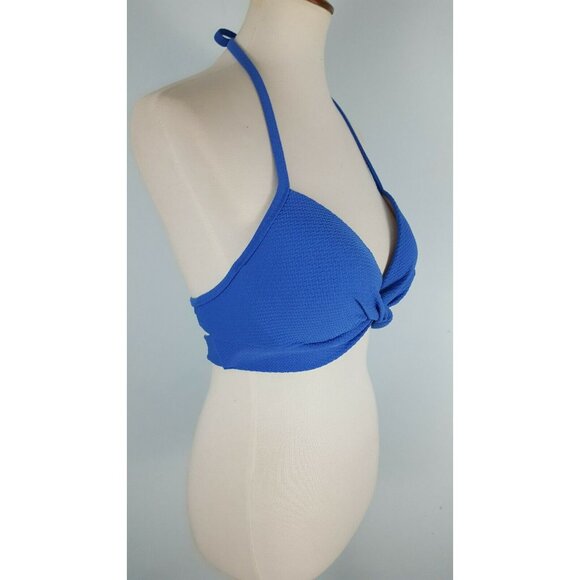 Shade & Shore 36C Textured Twist Front Light Lift Bikini Top Blue - Picture 9 of 9